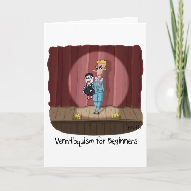 Funny Birthday Card - Ventriloquism für Anfänger. Karte (Vorderseite)