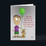 Funny Birthday Cards: Cranky Cat Karte<br><div class="desc">Funny birthday card with a funny cartoon image of a cranky talking cat and it's owner with a birthday greeting on the inside.</div>