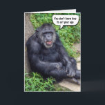 Funny Birthday Chimpanzee Karte<br><div class="desc">Schimpanse,  der auf einem Felsen mit grüner Vegetation aufbaut,  um älter zu werden. Text ist bearbeitbar.</div>