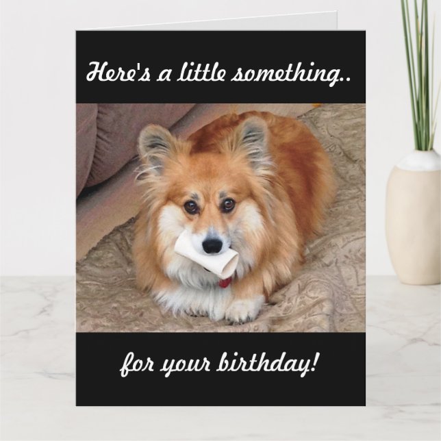Funny Birthday Corgi mit Knochen Karte (Vorderseite)