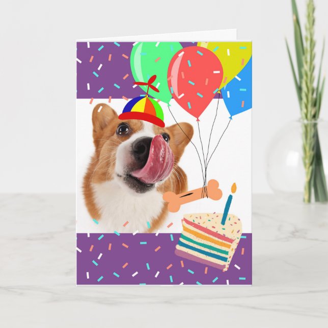 Funny Birthday Corgi Sie haben dieses Licked Got Karte (Vorderseite)