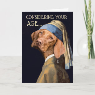 Funny Birthday Dog Girl mit Perlenohrmuschel-Spaß Karte