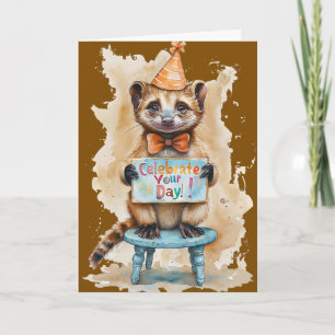 Funny Birthday Ferret Party Hat Feier Karte