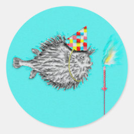 Funny Birthday Fish Classic Round Sticker