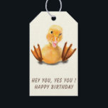 Funny Birthday Gift Tags mit Happy Duck Geschenkanhänger<br><div class="desc">Glückliche Geburtstagsgeschenke Tags mit Funny Yellow Duck Playful Wink Happy Lächeln Cartoon Zeichn und Text - Wählen / Fügen Sie Ihre einzigartige Text / Schriftart / Farbe - Make Your Special Gift - Vergrössern und verschieben oder entfernen und fügen Sie Elemente / Bild mit Anpassungs-Tool! - Zeichn und Design von...</div>