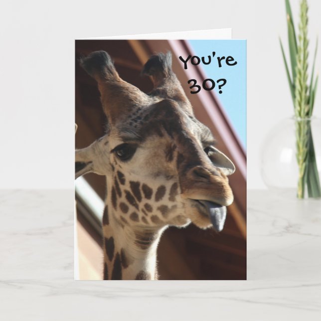 Funny Birthday Giraffe, Alter Freund, 30. Karte (Vorderseite)