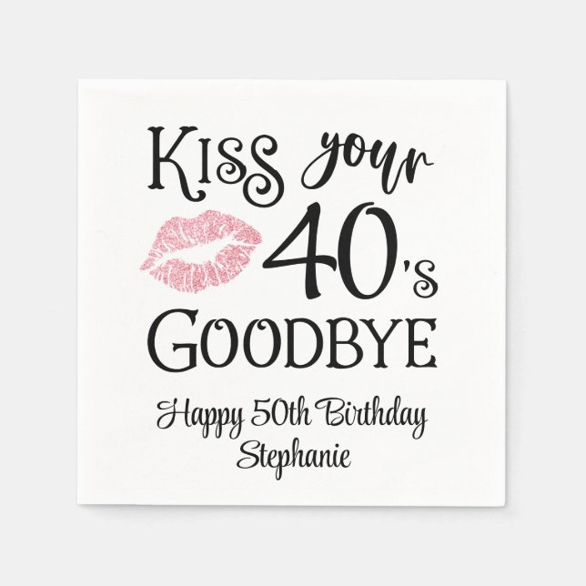 Funny Birthday Kiss Your Decke Auf Wiedersehen Maß Serviette (Vorderseite)
