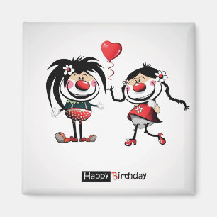 Funny Birthday Magnet Boy Girl Clown Maske Herz