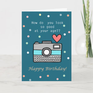 Funny Birthday Niedlich Camera Fotograf Girl   Karte