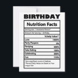 Funny Birthday Nutrition Fakten Feiertagskarte<br><div class="desc">Funny Birthday Nutrition Facts Holiday Card</div>