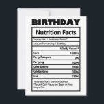 Funny Birthday Nutrition Fakten Feiertagskarte<br><div class="desc">Funny Birthday Nutrition Facts Holiday Card</div>