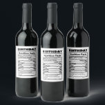 Funny Birthday Nutrition Fakten Weinetikett<br><div class="desc">Funny Birthday Nutrition Fakten Weinetikett</div>