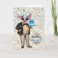 Funny Birthday Pig Out Hipster Schweinchen mit Geb