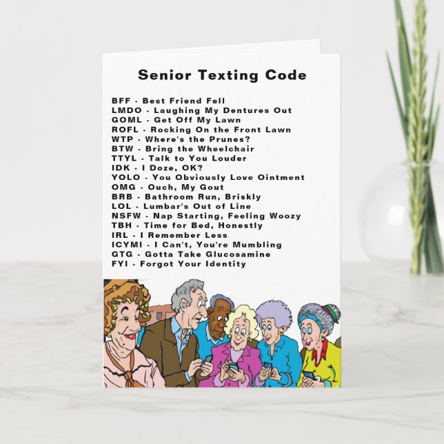 Funny Birthday Seniors Simse Code Karte (Vorderseite)