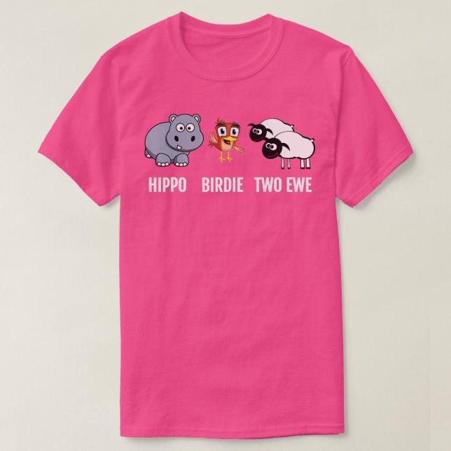 Funny Birthday Shirt Hippo Birdie Two Ewe puff (Design vorne)