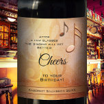 Funny Birthday Singing Music Label Weinetikett<br><div class="desc">Ein weinetikettiertes Rose-Gold- und Golddesign mit musikalischen Noten und eigenen (lustigen) Texten. Ideal für eine Geburtstagsfeier oder ein anderes festliches Ereignis.</div>