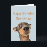 Funny Birthday Son-in-Schwiegertochter Hundetier Karte<br><div class="desc">Viel Spaß beim Geburtstag,  sodass sich Ihr Haustier Sorgen macht. Alles Gute zum Geburtstag für den Schwiegersohn mit einem humorvollen Vers im Inneren und schockiertem Hund</div>