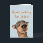 Funny Birthday Son-in-Schwiegertochter Hundetier Karte<br><div class="desc">Viel Spaß beim Geburtstag,  sodass sich Ihr Haustier Sorgen macht.  Alles Gute zum Geburtstag für den Schwiegersohn mit einem humorvollen Vers im Inneren und schockiertem Hund</div>