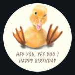 Funny Birthday Sticker Geschenk spielend Winking D<br><div class="desc">Alles Gute zum Geburtstag - Funny Yellow Duck Playful Wink Happy Lächeln Cartoon Zeichn und Text - Wählen / Fügen Sie Ihren einzigartigen Text / Schriftart / Farbe - Make Your Special Gift - Vergrössern und verschieben oder entfernen und fügen Sie Elemente / Bild mit Anpassungs-Tool! - Zeichn und Design...</div>