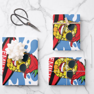 Funny Birthday Surfing Ananas Geschenkpapier Set