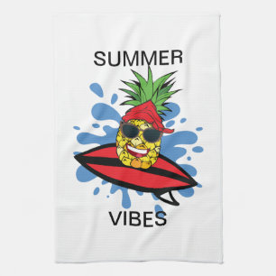 Funny Birthday Surfing Ananas Geschirrtuch