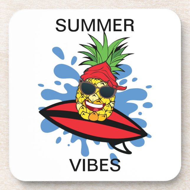 Funny Birthday Surfing Ananas Getränkeuntersetzer (Vorderseite)
