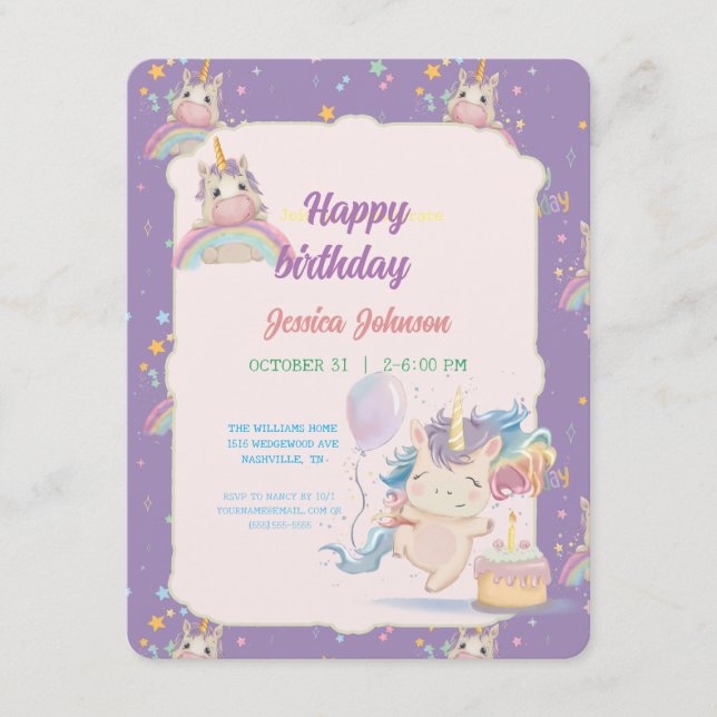 Funny Birthday Unicorn Begleitkarte (Vorderseite)