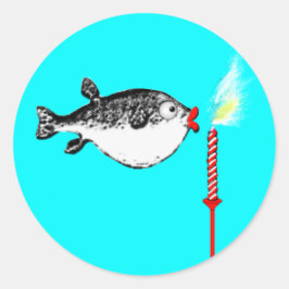 Funny Birthday Wish Fish Runder Aufkleber