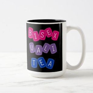 Funny Bisexual Flag Colors LGBTQ "Bisex-uali-tea" Zweifarbige Tasse