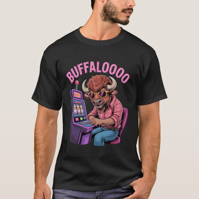 Funny Bison Slot Machine Player Retro Buffalooo Ca T-Shirt (Vorderseite)