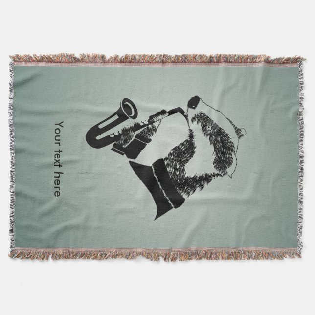 Funny Black and White Badger Saxophon Decke (Vorderseite)