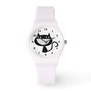 FUNNY BLACK AND WHITE CAT MIT ZAHLEN ARMBANDUHR