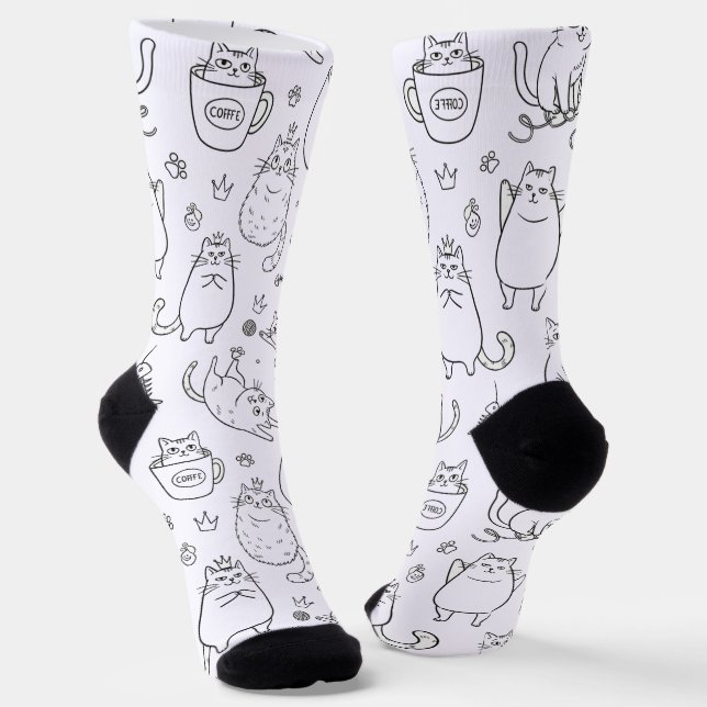 Funny Black and White Cat Pattern Socks Socken (Gewinkelt)