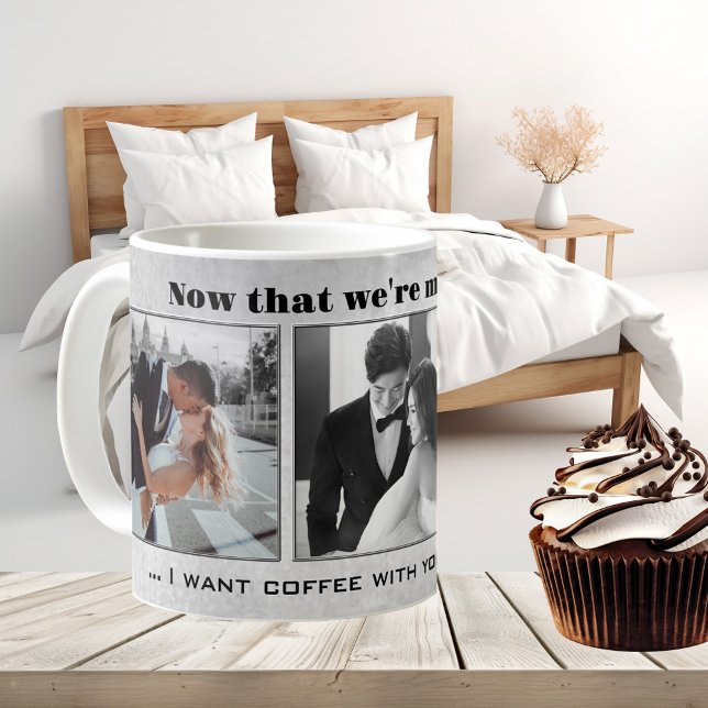 Funny Black and White Wedding Foto Tasse (Funny photo mug in black and white. Beautiful as a Save the Date keepsake or wedding gift.)