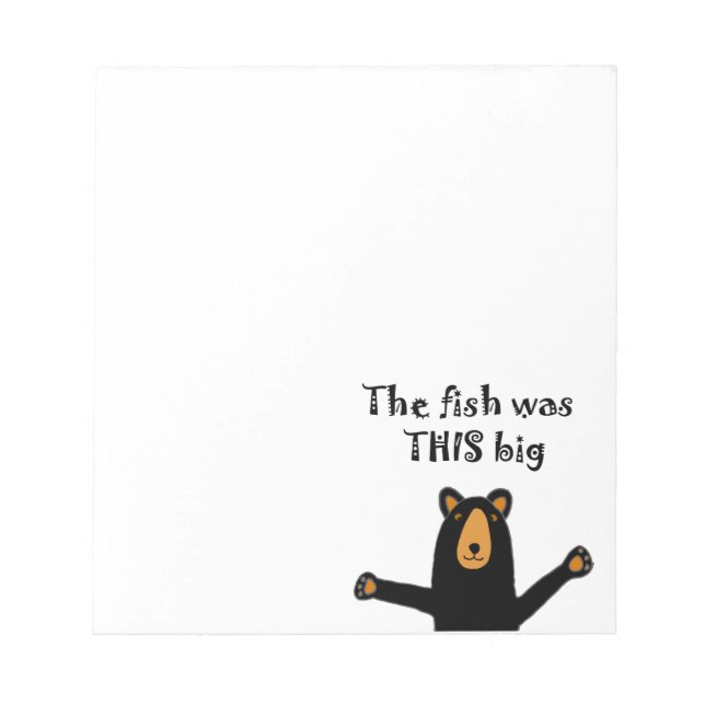 Funny Black Bär Telling Fish Story Notizblock (Vorderseite)