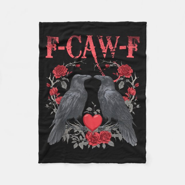 Funny Black Bird F-caw-f Anti Valentines Day Singl Fleecedecke (Vorderseite)
