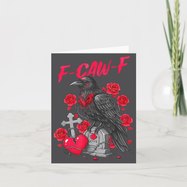Funny Black Bird F-caw-f Anti Valentines Day Singl Karte (Vorderseite)
