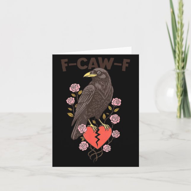 Funny Black Bird F-caw-f Anti Valentines Day Singl Karte (Vorderseite)