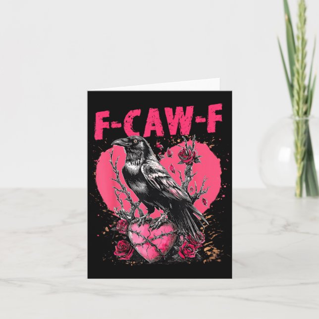 Funny Black Bird F-caw-f Anti Valentines Day Singl Karte (Vorderseite)