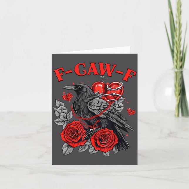 Funny Black Bird F-caw-f Anti Valentines Day Singl Karte (Vorderseite)