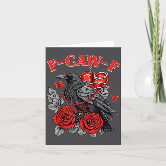 Funny Black Bird F-caw-f Anti Valentines Day Singl Karte (Vorderseite)