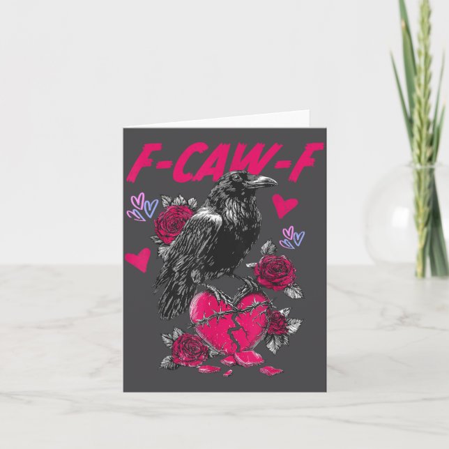Funny Black Bird F-caw-f Anti Valentines Day Singl Karte (Vorderseite)