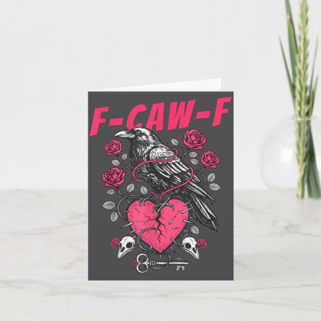 Funny Black Bird F-caw-f Anti Valentines Day Singl Karte (Vorderseite)