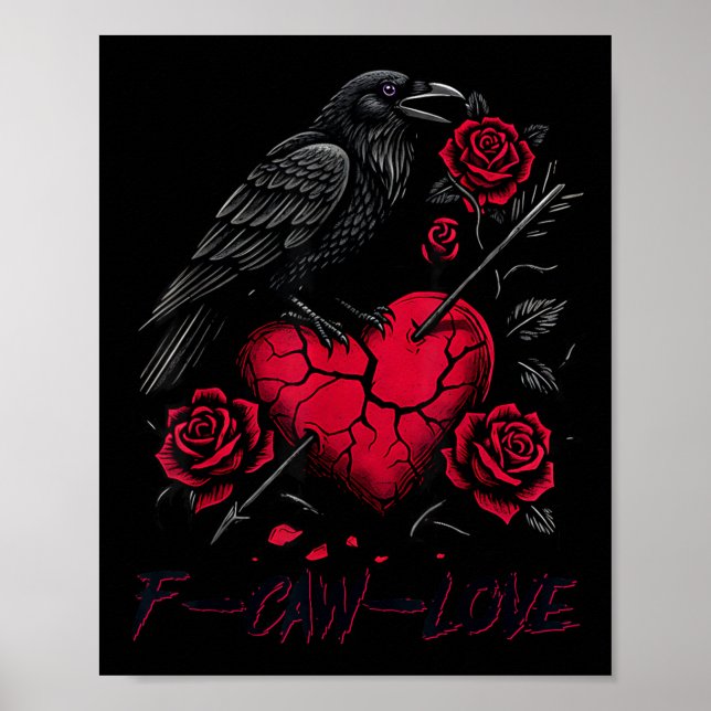 Funny Black Bird F-caw-f Anti Valentines Day Singl Poster (Vorne)