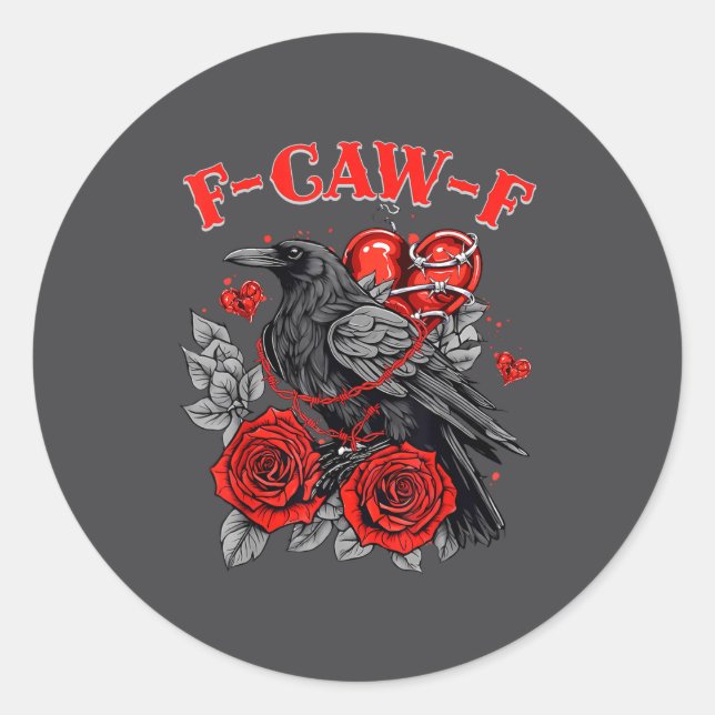 Funny Black Bird F-caw-f Anti Valentines Day Singl Runder Aufkleber (Vorderseite)