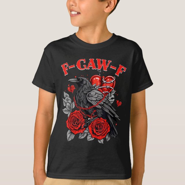 Funny Black Bird F-caw-f Anti Valentines Day Singl T-Shirt (Vorderseite)