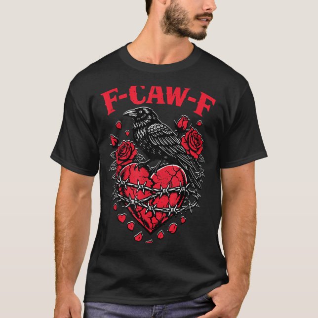 Funny Black Bird F-caw-f Anti Valentines Day Singl T-Shirt (Vorderseite)