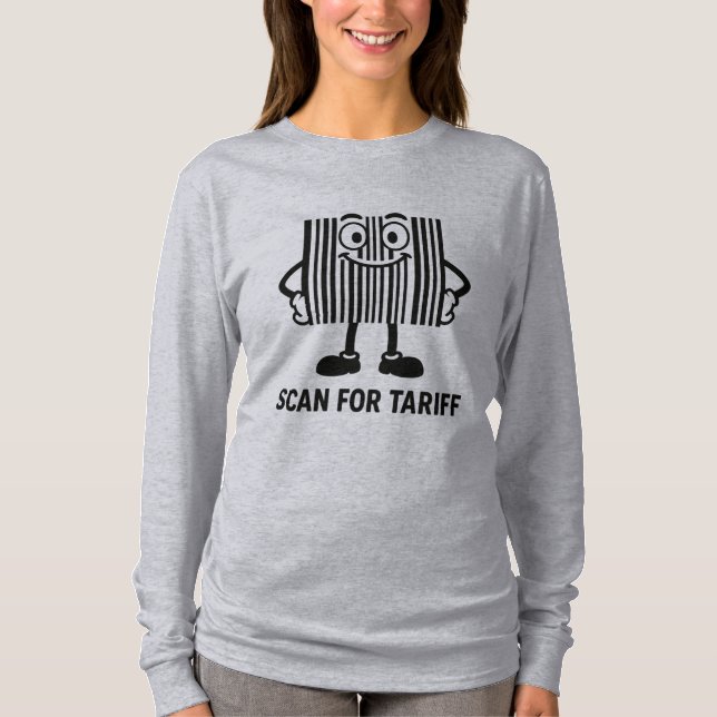 Funny Black Cartoon Barcode Tariff Scan Graphic T-Shirt (Vorderseite)