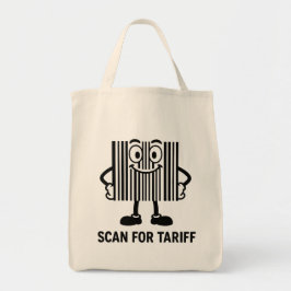 Funny Black Cartoon Barcode Tariff Scan Graphic Tragetasche