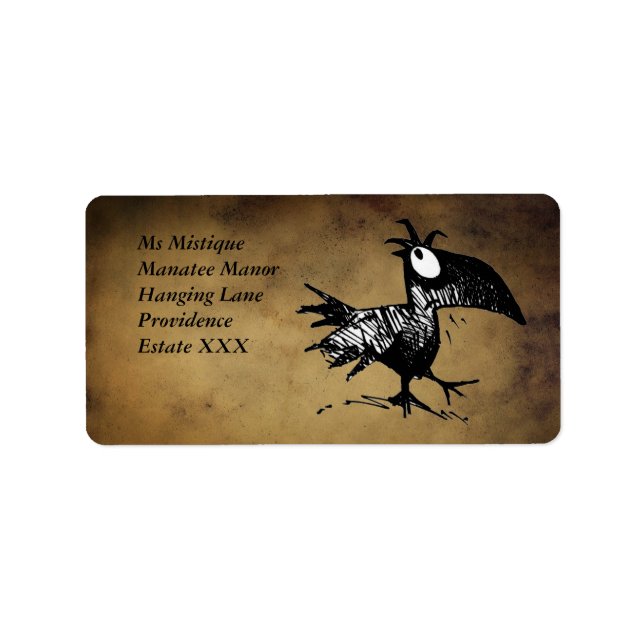 Funny Black Cartoon Crow Adressaufkleber (Vorne)